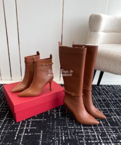 Replica Valentino Garavani Tan-Go Boot In Calfskin Leather 80mm 1W0S0F