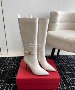 Replica Valentino Garavani Tan-Go Boot In Calfskin Leather 80mm 1W0S0F