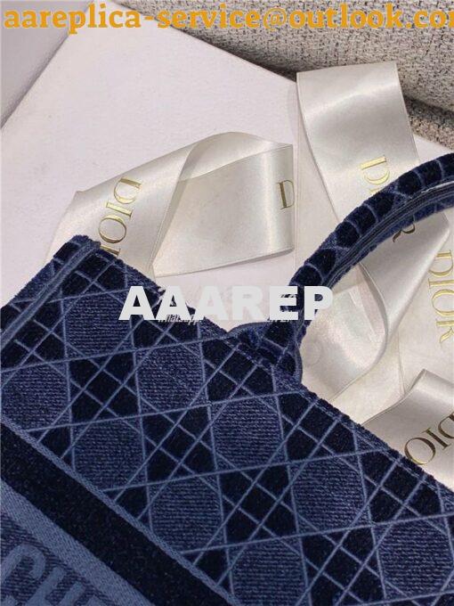 Replica Dior Book Tote Blue Cannage Embroidered Velvet M1286 4