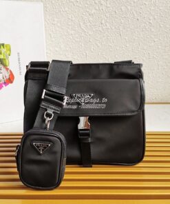 Replica Prada Nylon Cross-Body Bag 2VH110 Black 2