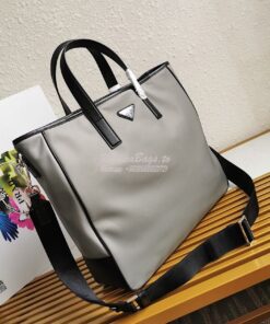 Replica Prada Nylon and Saffiano Leather Tote 2VG064 Grey 2