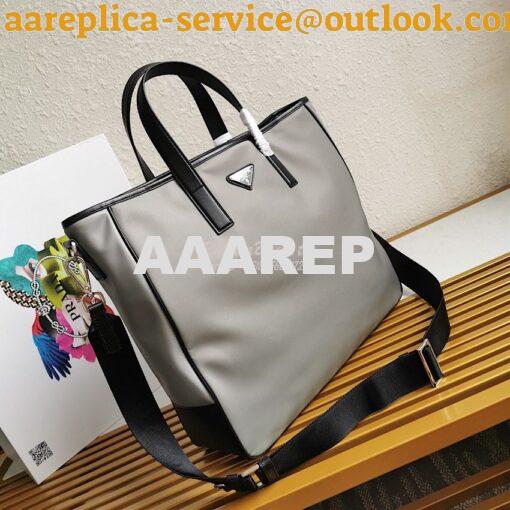 Replica Prada Nylon and Saffiano Leather Tote 2VG064 Grey 2