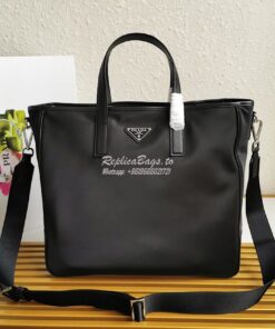 Replica Prada Nylon and Saffiano Leather Tote 2VG064 Black