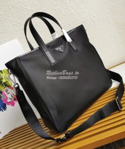 Replica Prada Nylon and Saffiano Leather Tote 2VG064 Black 2