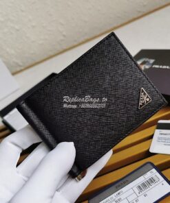 Replica Prada Saffiano Leather Wallet 2MN077 Black