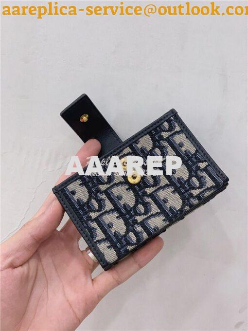 Replica Dior 30 Montaigne 5-Gusset Card Holder Blue Oblique Jacquard S 6