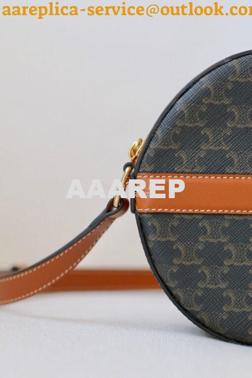 Replica Celine Round Purse On Strap In Triomphe Canvas And Lambskin 10 6