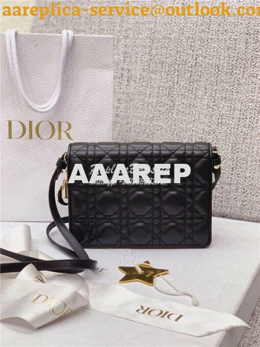 Replica Dior Lady Dior Pouch Lambskin Cannage S0855 Black