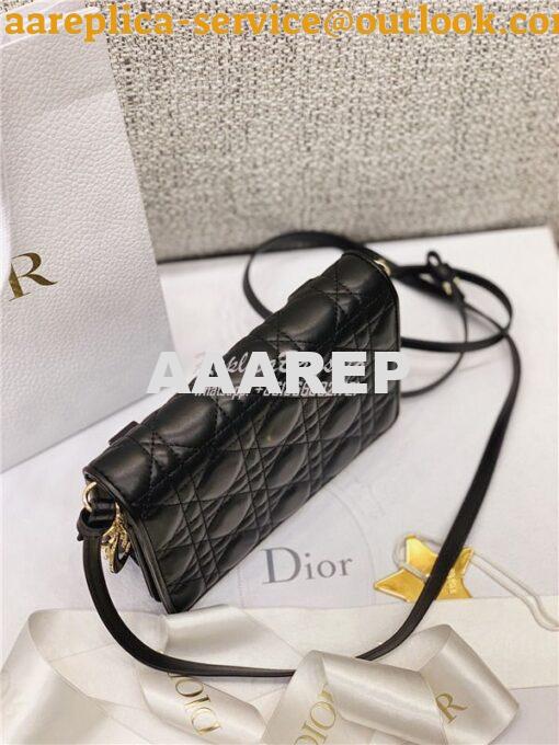 Replica Dior Lady Dior Pouch Lambskin Cannage S0855 Black 5