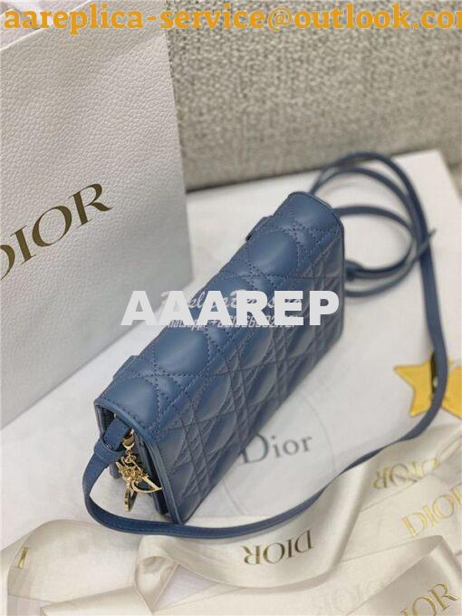 Replica Dior Lady Dior Pouch Lambskin Cannage S0855 Dark Denim 4