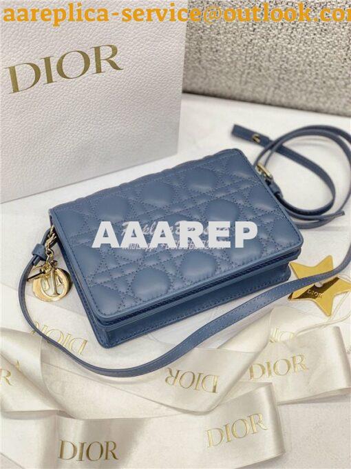 Replica Dior Lady Dior Pouch Lambskin Cannage S0855 Dark Denim 5