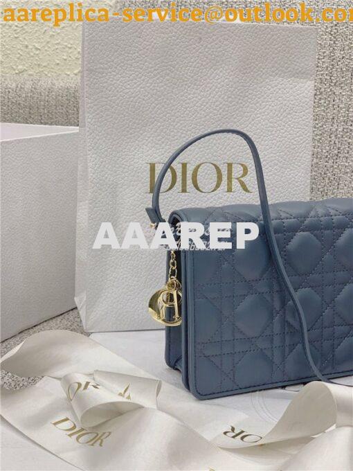 Replica Dior Lady Dior Pouch Lambskin Cannage S0855 Dark Denim 6