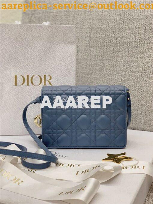 Replica Dior Lady Dior Pouch Lambskin Cannage S0855 Dark Denim 7