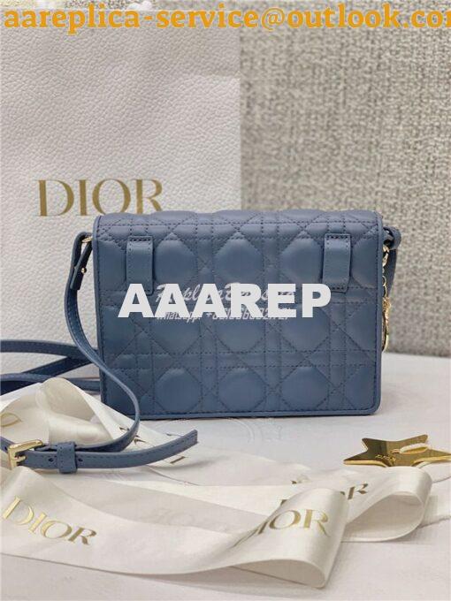 Replica Dior Lady Dior Pouch Lambskin Cannage S0855 Dark Denim 8