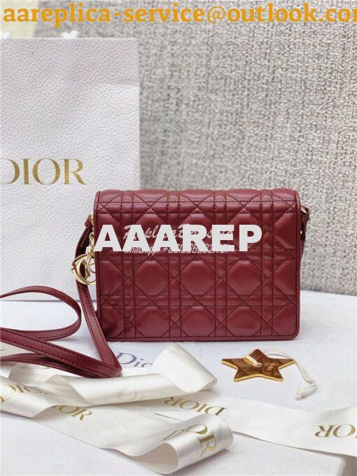 Replica Dior Lady Dior Pouch Lambskin Cannage S0855 Burgundy