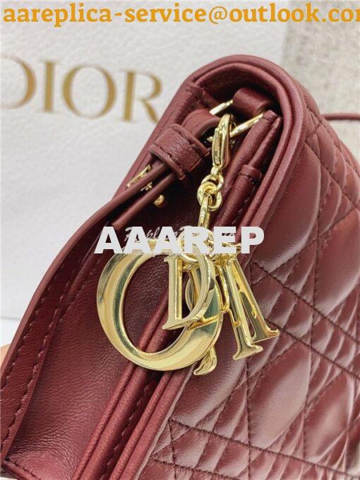 Replica Dior Lady Dior Pouch Lambskin Cannage S0855 Burgundy 4