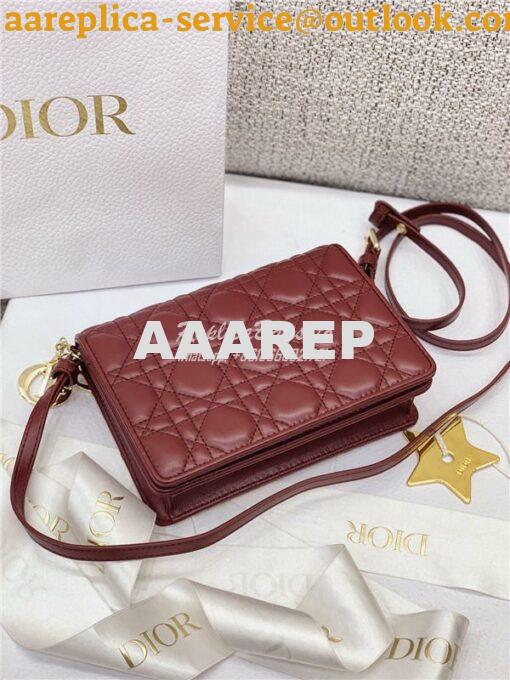 Replica Dior Lady Dior Pouch Lambskin Cannage S0855 Burgundy 5