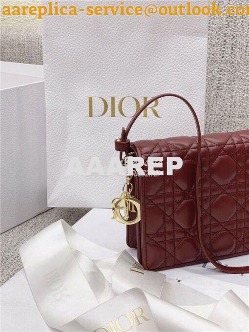 Replica Dior Lady Dior Pouch Lambskin Cannage S0855 Burgundy 6