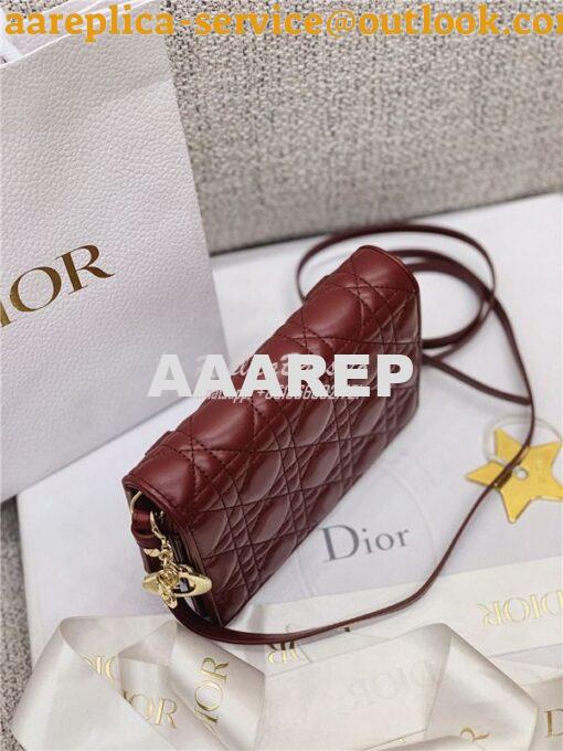 Replica Dior Lady Dior Pouch Lambskin Cannage S0855 Burgundy 8