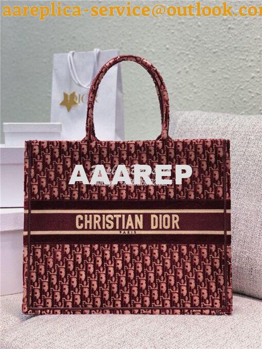 Replica Dior Book Tote Burgundy Dior Oblique Embroidered Velvet M1286