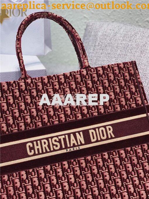 Replica Dior Book Tote Burgundy Dior Oblique Embroidered Velvet M1286 3