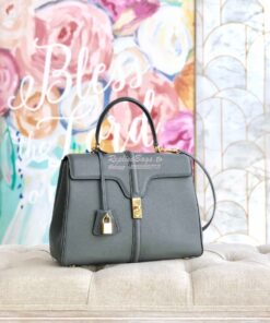 Replica Celine 16 Bag In Grained Calfskin 187373 2 Sizes Grey