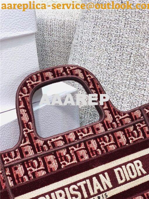 Replica Dior Mini Book Tote Burgundy Dior Oblique Embroidered Velvet S 6