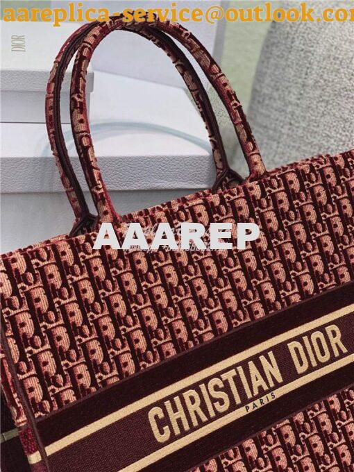 Replica Dior Book Tote Burgundy Dior Oblique Embroidered Velvet M1286 13