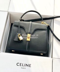 Replica Celine 16 Bag In Grained Calfskin 187373 2 Sizes Black