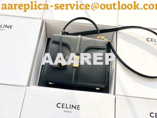 Replica Celine 16 Bag In Grained Calfskin 187373 2 Sizes Black