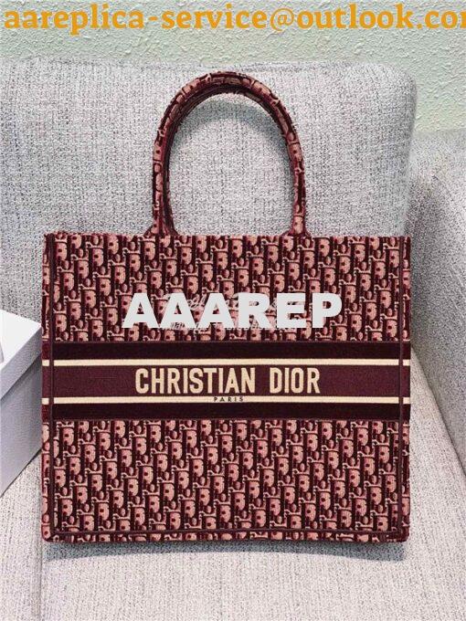 Replica Dior Book Tote Burgundy Dior Oblique Embroidered Velvet M1286 17