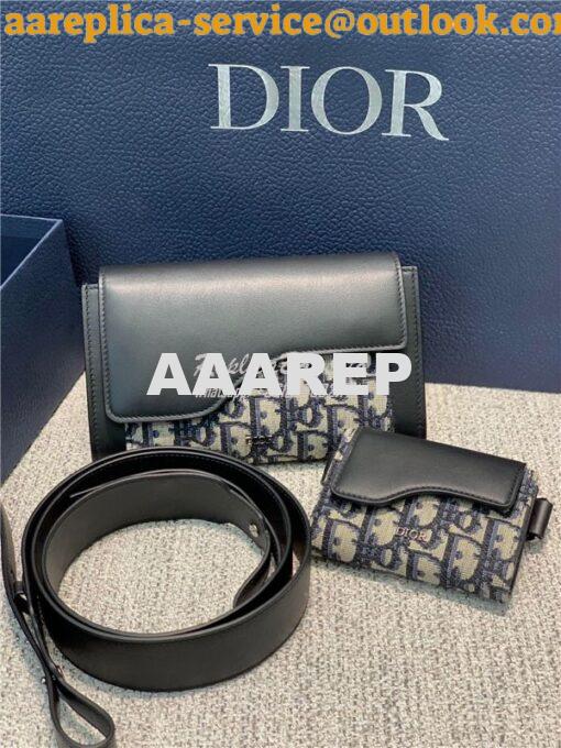 Replica Dior Elite Shoulder Pouch Beige and Black Oblique Black Calfsk 4