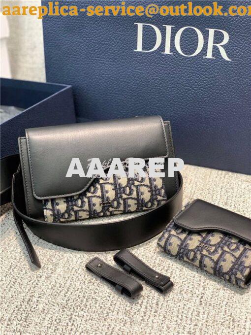 Replica Dior Elite Shoulder Pouch Beige and Black Oblique Black Calfsk 6