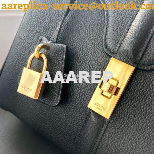 Replica Celine 16 Bag In Grained Calfskin 187373 2 Sizes Black 6