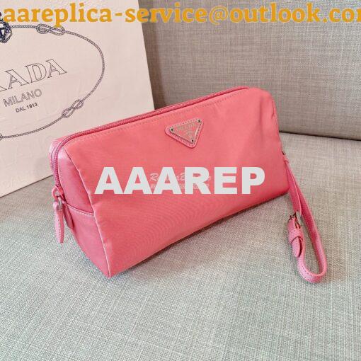 Replica Prada Fabric Cosmetic Pouch 1NE693 Begonia Pink 2