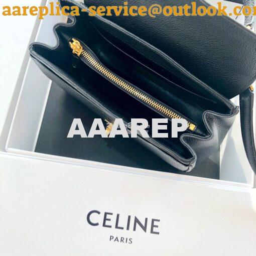 Replica Celine 16 Bag In Grained Calfskin 187373 2 Sizes Black 7