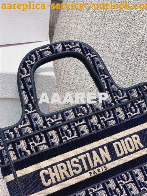 Replica Dior Mini Book Tote Blue Dior Oblique Embroidered Velvet S5475 3