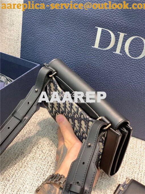 Replica Dior Elite Shoulder Pouch Beige and Black Oblique Black Calfsk 11