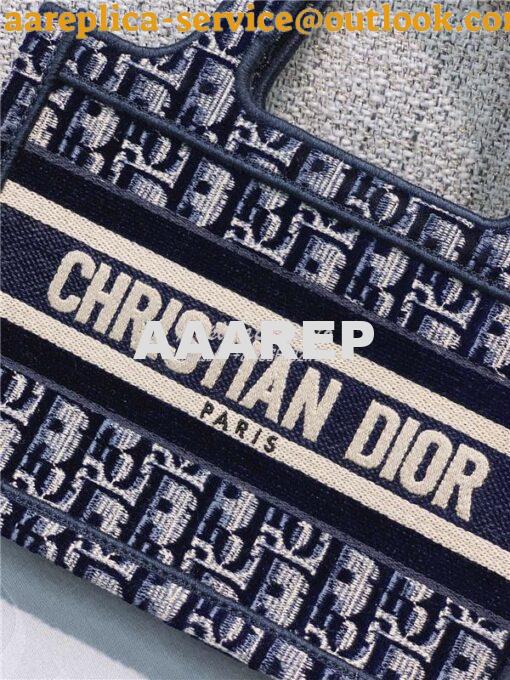 Replica Dior Mini Book Tote Blue Dior Oblique Embroidered Velvet S5475 9