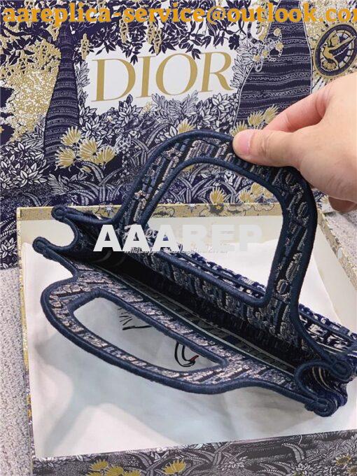 Replica Dior Mini Book Tote Blue Dior Oblique Embroidered Velvet S5475 13