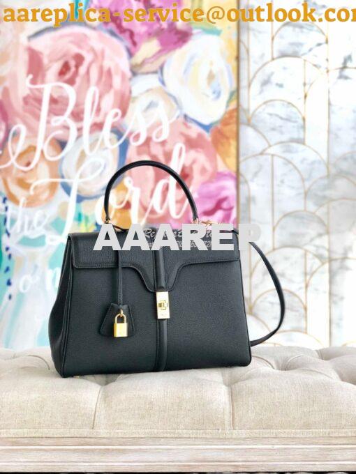 Replica Celine 16 Bag In Grained Calfskin 187373 2 Sizes Black 10