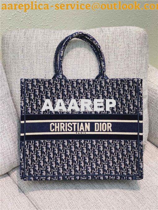 Replica Dior Book Tote Blue Dior Oblique Embroidered Velvet M1286