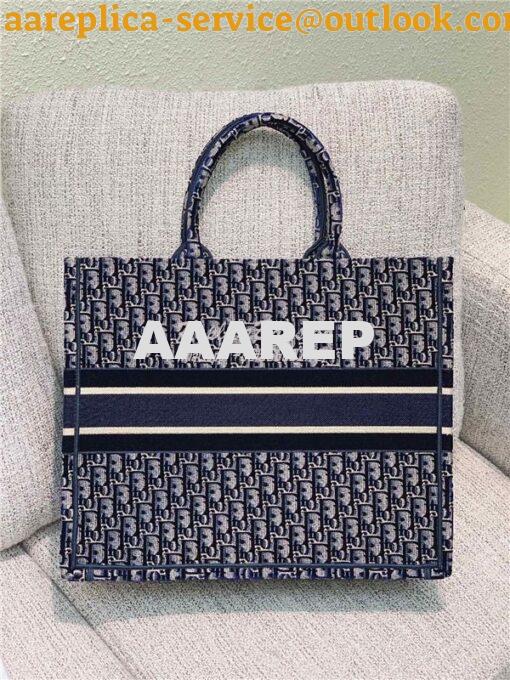 Replica Dior Book Tote Blue Dior Oblique Embroidered Velvet M1286 2