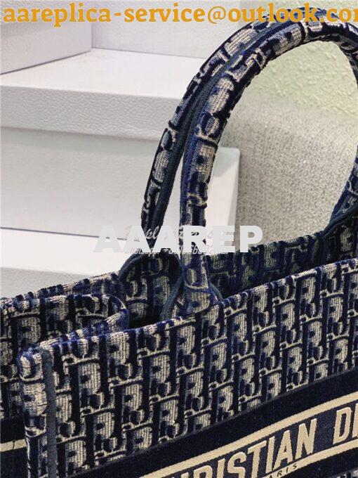 Replica Dior Book Tote Blue Dior Oblique Embroidered Velvet M1286 4