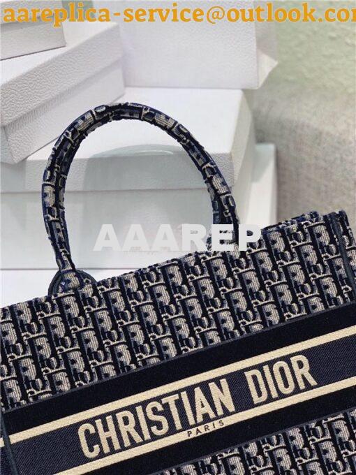 Replica Dior Book Tote Blue Dior Oblique Embroidered Velvet M1286 6