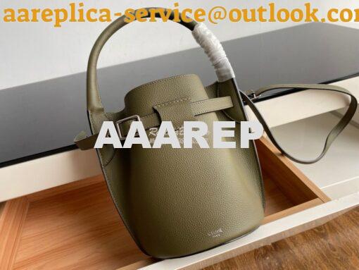 Replica Celine Big Bag Nano Bucket in Supple Grained Calfskin Army Gre 2