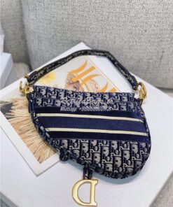 Replica Dior Saddle Blue Dior Oblique Embroidered Velvet 2