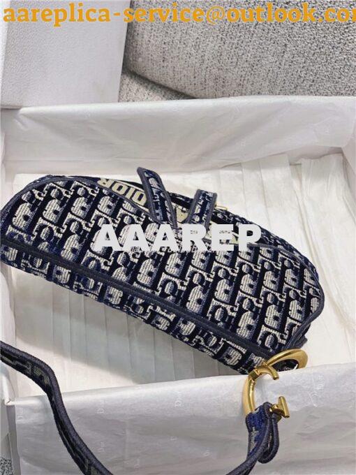 Replica Dior Saddle Blue Dior Oblique Embroidered Velvet 5