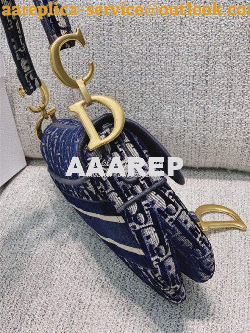 Replica Dior Saddle Blue Dior Oblique Embroidered Velvet 13