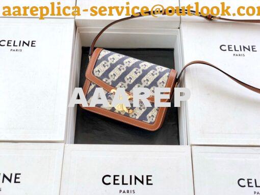 Replica Celine Triomphe Bag in Chaîne Triomphe Canvas And Calfskin